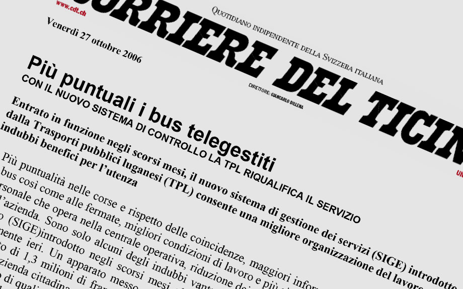 With the new monitoring system, TPL considerably improved their service. The new service managing system (SIGE) adopted by Trasporti Pubblici Luganesi (TPL) became effective in the last few months. It allows a better working organization with consequent great benefits for the company.